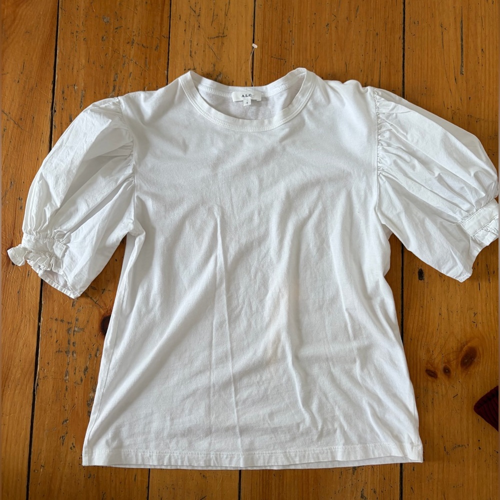 Women’s A.L.C. Cassandra White Puff Sleeve Tee Size Small - Picture 4 of 7